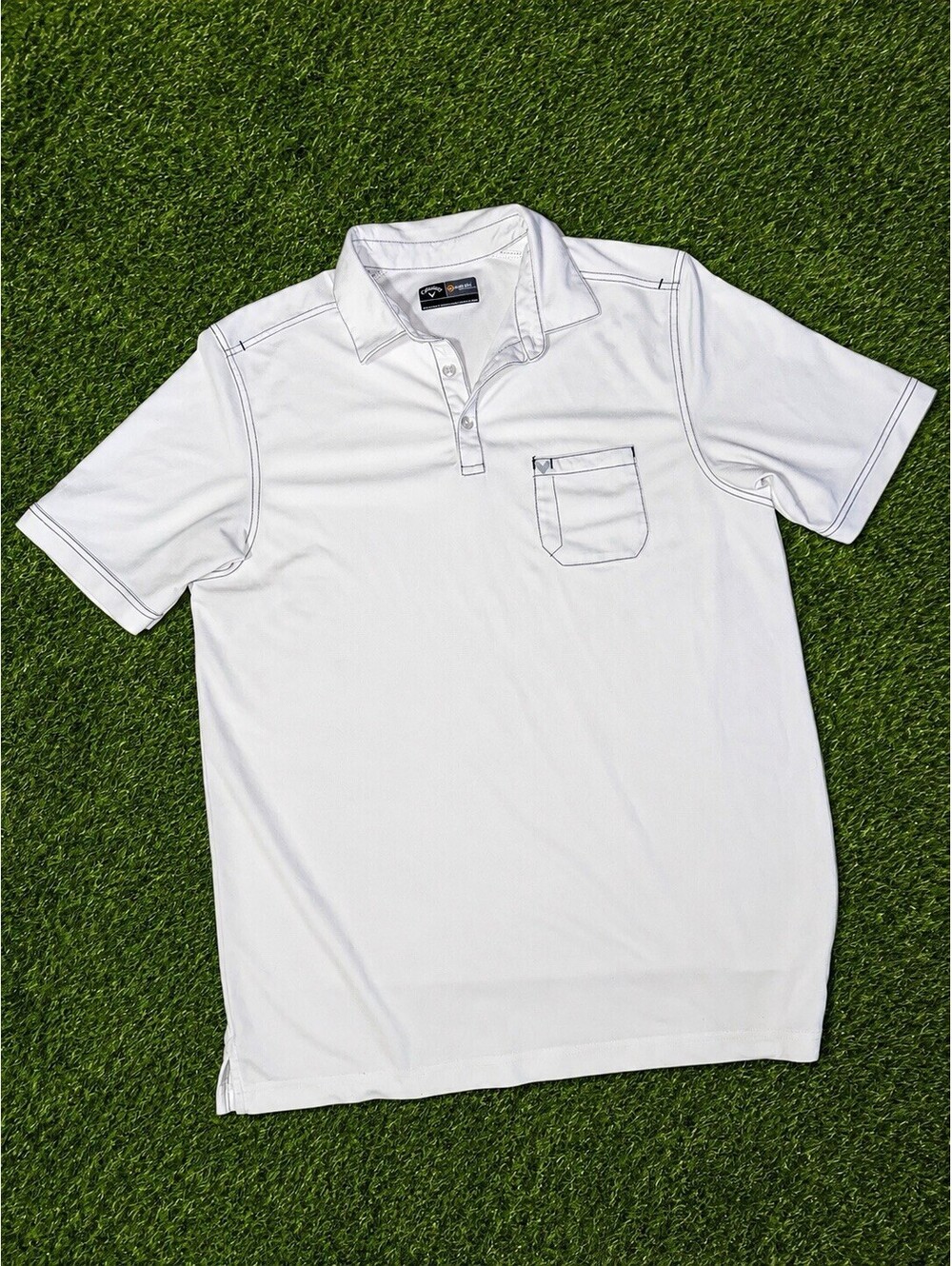 Callaway Polo Shirt Mens Large White Opti Dri Performance Golf